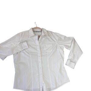 Cinch Button Down Shirt Womens XXL White Long Sleeve Cotton tailored fitted